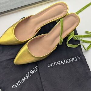 Cynthia Rowley Metallic Leather Wrap Wedges Women's Shoes EU 39 (US 8-8.5)